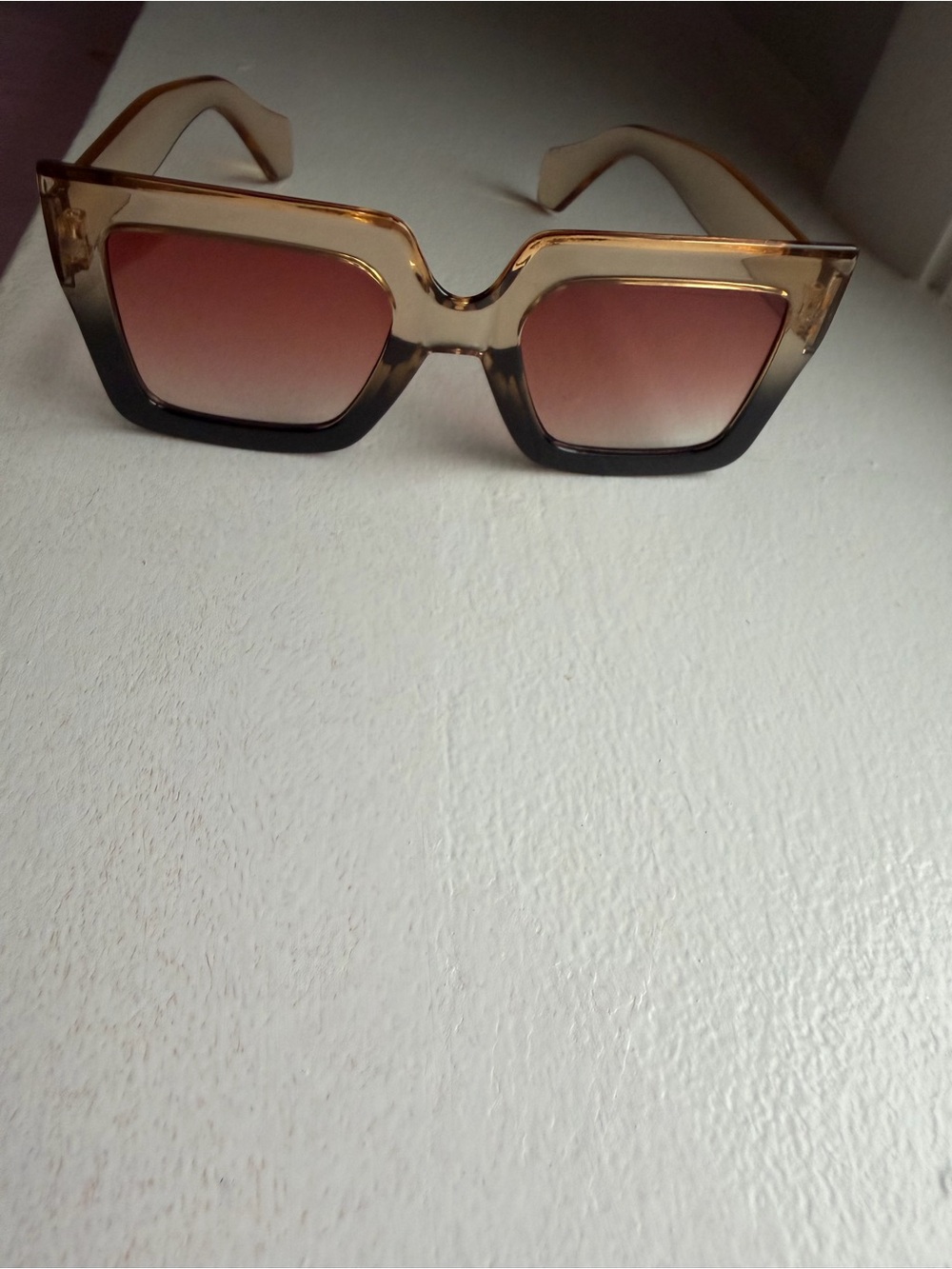 Oversized Square Sunglasses in Brown and Pink Gradient
